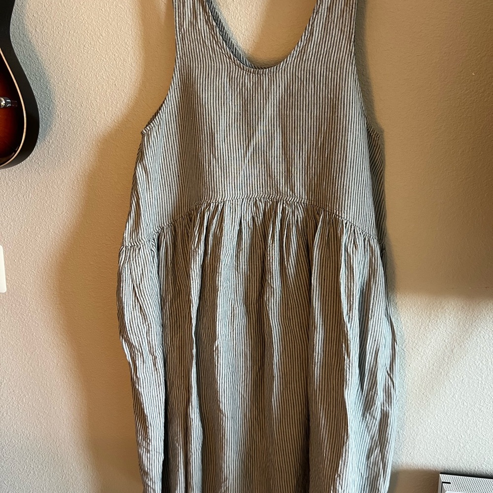 Striped Gray Sleeveless Dress